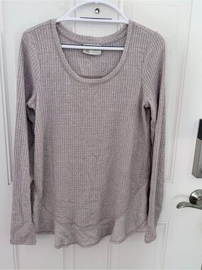Saturday Sunday Anthropologie Waffle Knit Sweater M | Tan